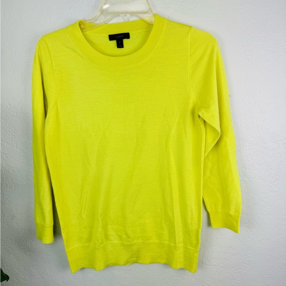 J. Crew Neon Yellow Citron Merino Tippi Sweater S - Picture 3 of 7